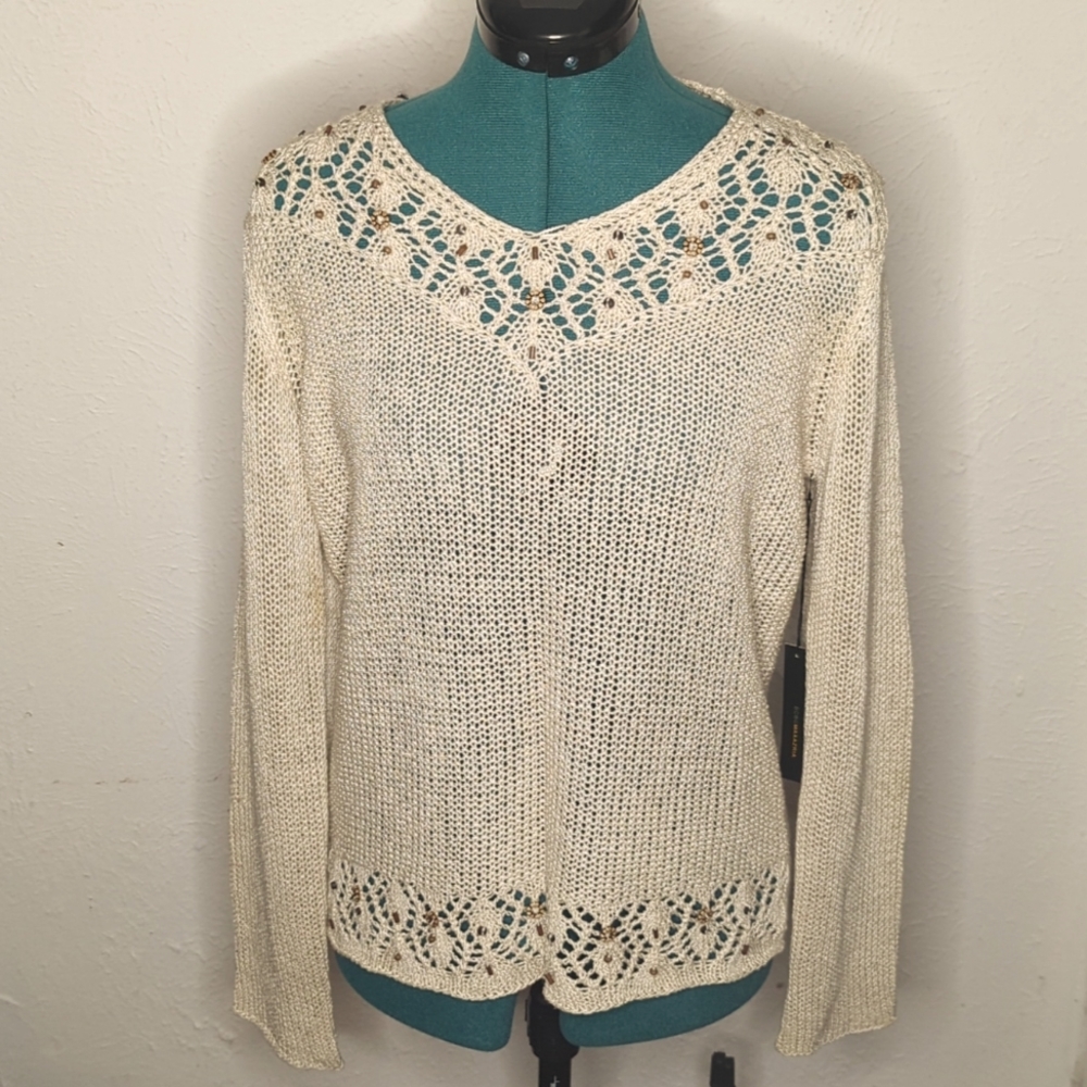BCBG MaxAzria knit top, Medium, Color Sand